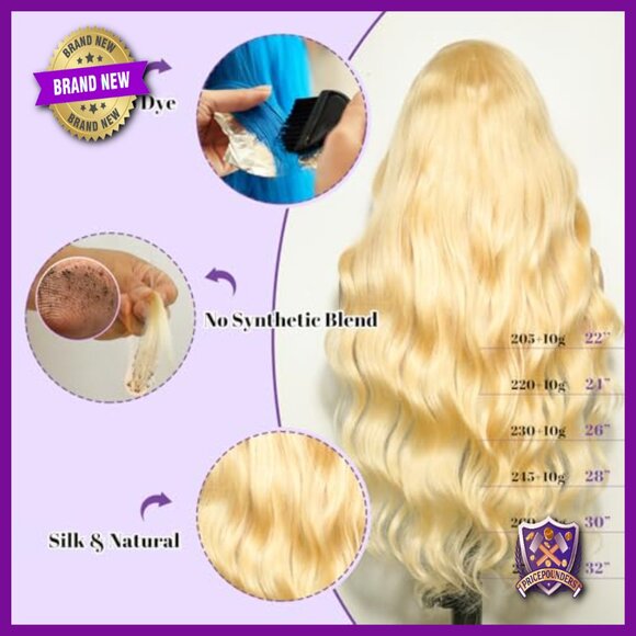 13x6 Lace Front Wig Human Hair 200 Density Body Wave Blonde Pre Plucked main image 5